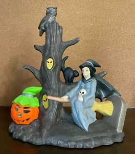 Vintage Cramer ceramica Halloween strega, Jack o' lantern, albero, gufo luce 1980 - Foto 1 di 12
