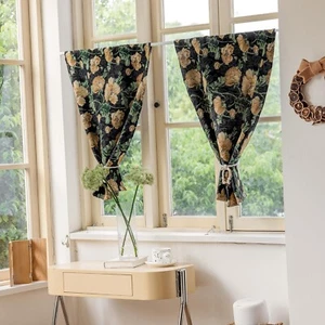 ENJOYBRIDAL Yellow Floral Kitchen Curtains Short Boho 2 Panel Cafe Curtains 3... - Picture 1 of 7