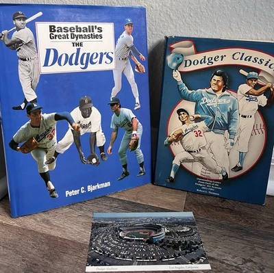 Vintage Dodgers Baseball Books & Dodger Stadium Los Angeles Postcard - Image 1 of 4
