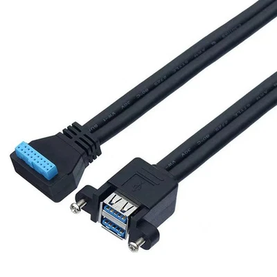 19 Pin Motherboard To Dual USB 3.0 Type A Female Converter Adaptor Cable For PC - Image 1 of 4