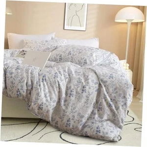 3 Pieces Blue Flower Duvet Cover Set Twin Twin(68" x 86") Dream Blue - Picture 1 of 8