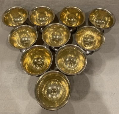 LOTE DE 10 TAZAS DE SHERBET CARGADAS DE CEMENTO DE PLATA ESTERLINA WEBSTER Co. de colección 671 g ~ RARAS Foto 1 de 4