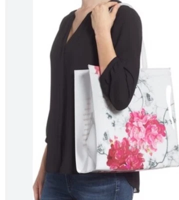 NUEVO Bolso de Mano Grande Ted Baker Icon Babylon Blanco Brillante Floral Mariposa Foto 1 de 4