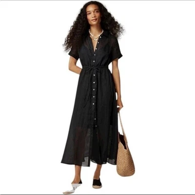 J Crew Cerise shirt-dress in ramie Size 0 Black Shirtdress - Image 1 of 4