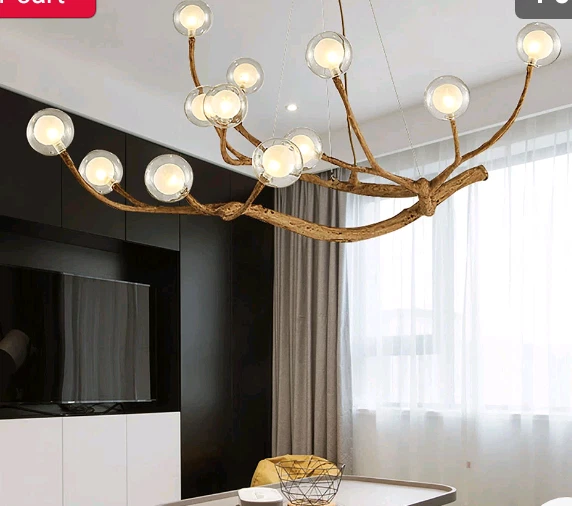 Resin Tree Branch Modern LED 12 Glass Ball Chandelier Ceiling Pendant Light - Image 1 of 1