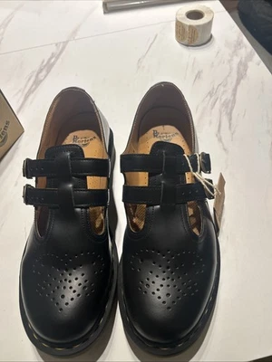 Dr Martens Mary Jane Shoes Womens 11 8065 Black Patent Leather Platform 2 Strap - Image 1 of 4