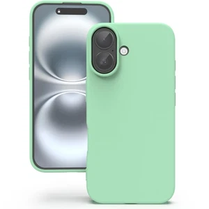 YATWIN Silikon Hülle für iPhone 16 Weich Stoßfest Ganzkörper Cover Hell Cyan - Bild 1 von 5