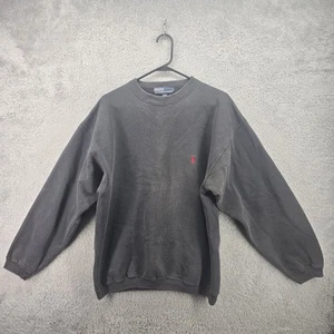 Polo Ralph Lauren Sweatshirt Mens Large Black Fade Crewneck Made in USA Red Pony - Picture 1 of 8
