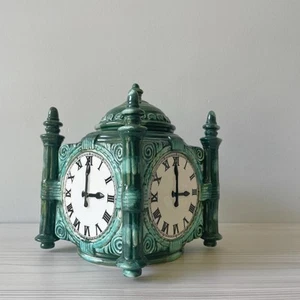 Vintage Marshall Field’s The Clock Strikes 100 Ceramic Green Candy Jar 1897-1997 - Picture 1 of 5