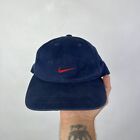 Vintage Nike Center Swoosh Logo rotes Etikett blau Druckknopflasche 1990er Jahre Mütze Kappe Einheitsgröße