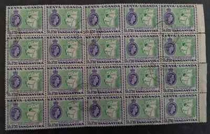 c.1958 Kenya Uganda Tanganyika block of 20 x 1/30- Lakes Discovery stamps Used - Picture 1 of 2