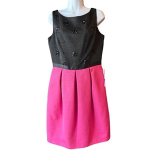 Eliza J Neu mit Etikett Tulpe Perlen Strass Cocktail Party Kleid schwarz pink Größe 10 - Bild 1 von 8