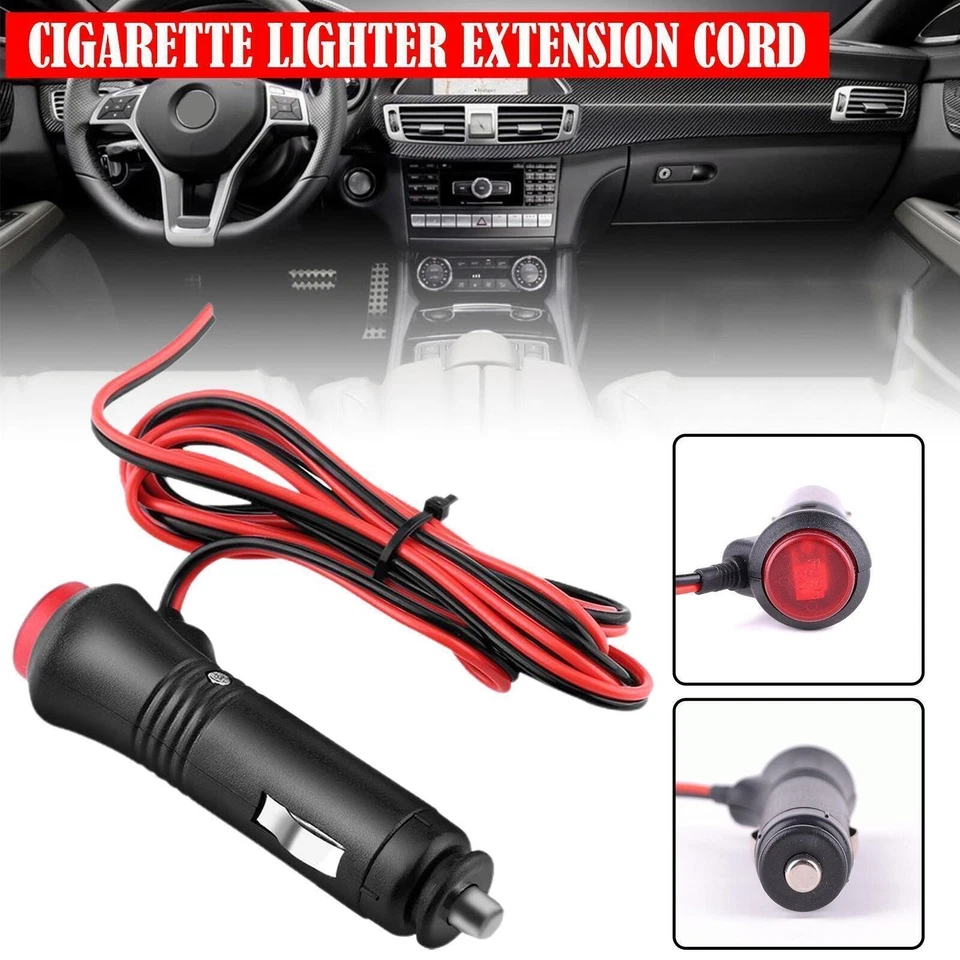 W6 Car Motorcycle Truck Cigarette Lighter Power Plug Adapter 1.5m 12v 24v