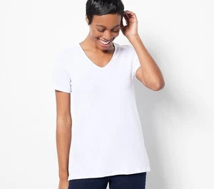 Susan Graver Modern Essentials Petite Liquid Knit Tunic - White (PL) A487717 - Picture 1 of 5