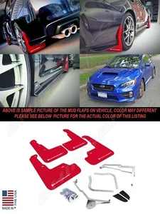 Rally Armor UR Series Red Mud Flaps w/ White Logo for 2015-2021 WRX & STI - Picture 1 of 6