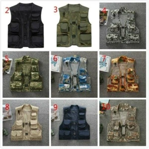 Hommes Multi Poche Maille Gilet Extérieur Camping Pêche Photographie Gilet - Photo 1/18
