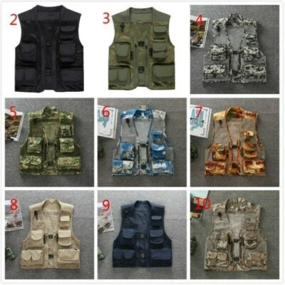 Mens Multi Pocket Mesh Waistcoat Gilet Outdoor Camping Fishing Photography Vest - Image 1 of 4