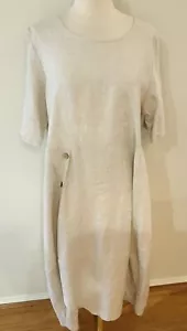 NATURALS by O&J 100% Ethical Linen Bone Short Sleeve Long Loose Dress 3 (14) - Picture 1 of 10