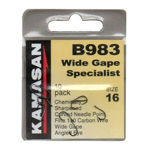 KAMASAN B983 WIDE GAPE SPECIALIST HOOKS BARBED - Picture 1 of 1