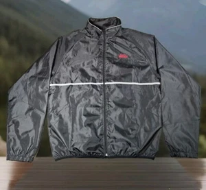 Giacca a vento Sports Illustrated uomo XL nera sottile full zip foderata in rete vintage - Foto 1 di 12