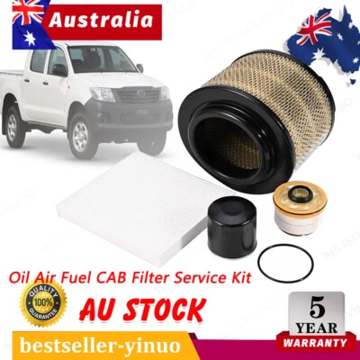 OIL AIR FUEL CAB FILTER SERVICE KIT DIESEL FOR TOYOTA HILUX KUN16/KUN26 3.0L NEW - image 1 of 4