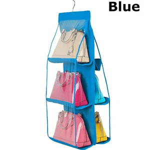 Hängende Handtasche Organizer 6 Taschen Regal Tasche Aufbewahrung Halter Kleiderschrank Schränke - Bild 1 von 3