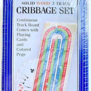 2004 Cardinal Cribbage Game Set 3 Track Solid Wood with Pegs & Cards NIB - Picture 1 of 8