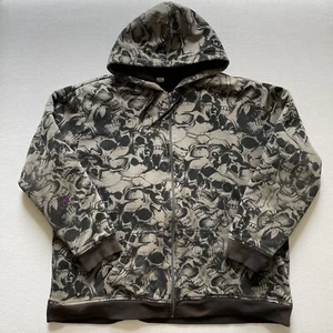 Chaqueta con Capucha Vintage MMA Elite XXL Gris Calavera AOP Cremallera Forrada Sherpa Y2K - Imagen 1 de 18