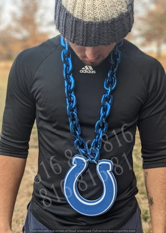 Indianapolis Colts Fan Chain, Giant Blue Necklace Licensed NFL Cover