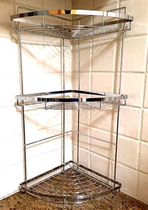 3 Tier Corner Shelf Organiser Stand Bathroom Shower kitchen Rack Chrome Steel - Picture 1 of 6