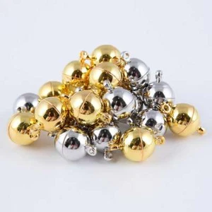 Silver/Gold Plated Strong Magnetic Clasps Round Size 6mm 8mm 10mm 12mm - Picture 1 of 3