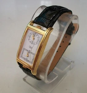 WOMEN'S  BLACK & GOLD FINISH DUAL TIME 2 TIME ZONE FASHION DRESSY CASUAL WATCH - Picture 1 of 9