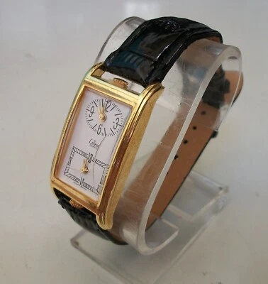 WOMEN'S  BLACK & GOLD FINISH DUAL TIME 2 TIME ZONE FASHION DRESSY CASUAL WATCH - Image 1 of 4