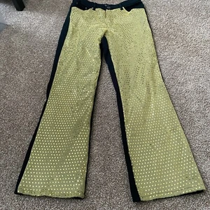 New York & Company Womens Black Gold Sequent Straight Leg Jeans Size 8 Tall - Picture 1 of 10