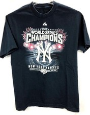 Majestic NY Yankees 2009 World Series Champions Graphic Tee Size Large Lot of 2