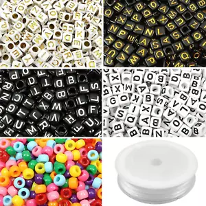 1200Pcs 4 Colors Cube Letter Beads Acrylic Alphabet Beads for Bracelets Making w - Picture 1 of 7