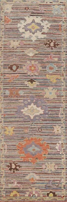 Vegetable Dye Handmade Oushak Turkish Hallway 10' Runner Rug Wool Carpet 3x10 ft - Image 1 of 4