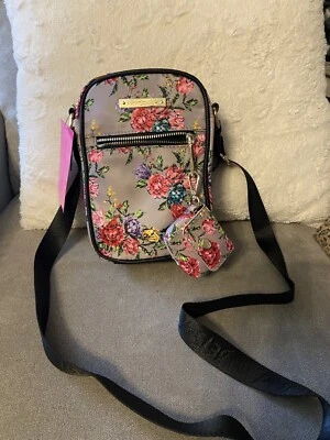 Новый с Ярлыками Betsey Johnson через плечо комплект 2 ПК серый цветочный богемное мини сумка Tech чехол - Изображение 1 из 4