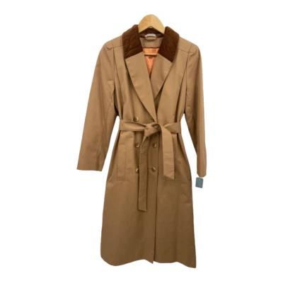 Abrigo Vintage Rain Shine Para Mujer 8 Marrón Cuello Terciopelo Cremallera Forro de Lana Foto 1 de 4