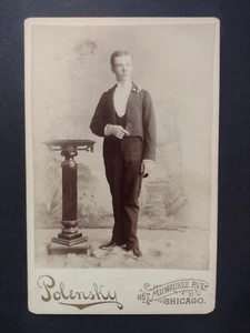 Kabinettkarte von Polensky, Mann trägt Pinguin Smoking Anzug Foto 1890er - Bild 1 von 6