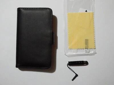 Sony Xperia M C1904 Leather Wallet Case Cover Magnetic +Stylus +Protector Black - Image 1 of 4