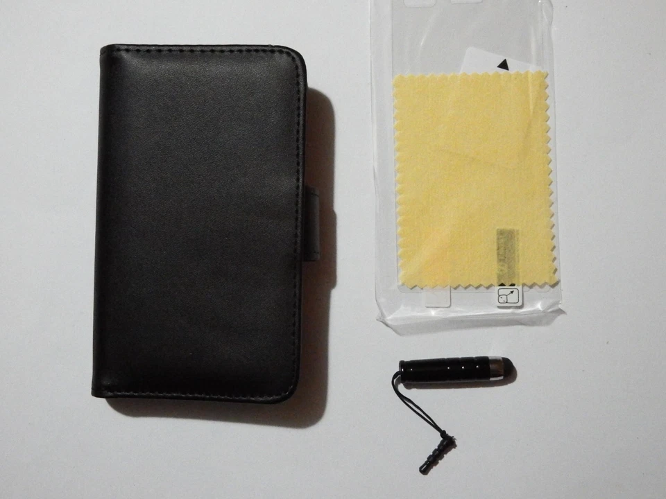 Sony Xperia M C1904 Cuero Billetera Estuche Cubierta Magnético + Lápiz Lápiz + Protector Negro Foto 1 de 4