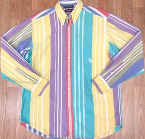 VTG NAUTICA REGULAR FIT 100% COTTON SHIRT STRIPED MULTI-COLOR MEDIUM, M - Picture 1 of 7