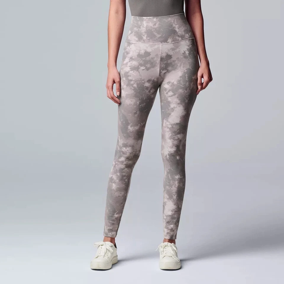 Boho 70s Lilac Soft Tie Dye Leggings Size L High Rise Waist Simply Vera Wang New - Image 1 of 1