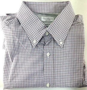 Brunello Cucinelli Herren $ 650 braun blau kariert Basic Fit geknöpftes Hemd GR XL - Bild 1 von 6