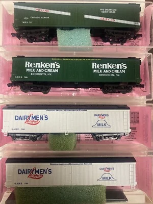 Paquete de 4 crema de leche láctea refrigerada Express Roundhouse 50' escala N corredor Foto 1 de 2