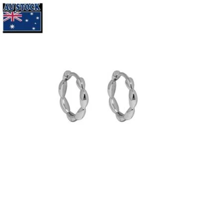 1 Pair Fashion Woman S925 Sterling Silver Oval Beaded Bean Huggie Earring Clip - Image 1 of 4