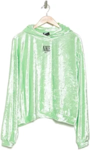 Nike Velvet Cropped Hoodie Sweatshirt Women S Mint Cucumber Green - Picture 1 of 3