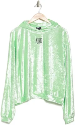Sudadera con capucha recortada de terciopelo Nike para mujer S verde pepino como nueva Foto 1 de 3