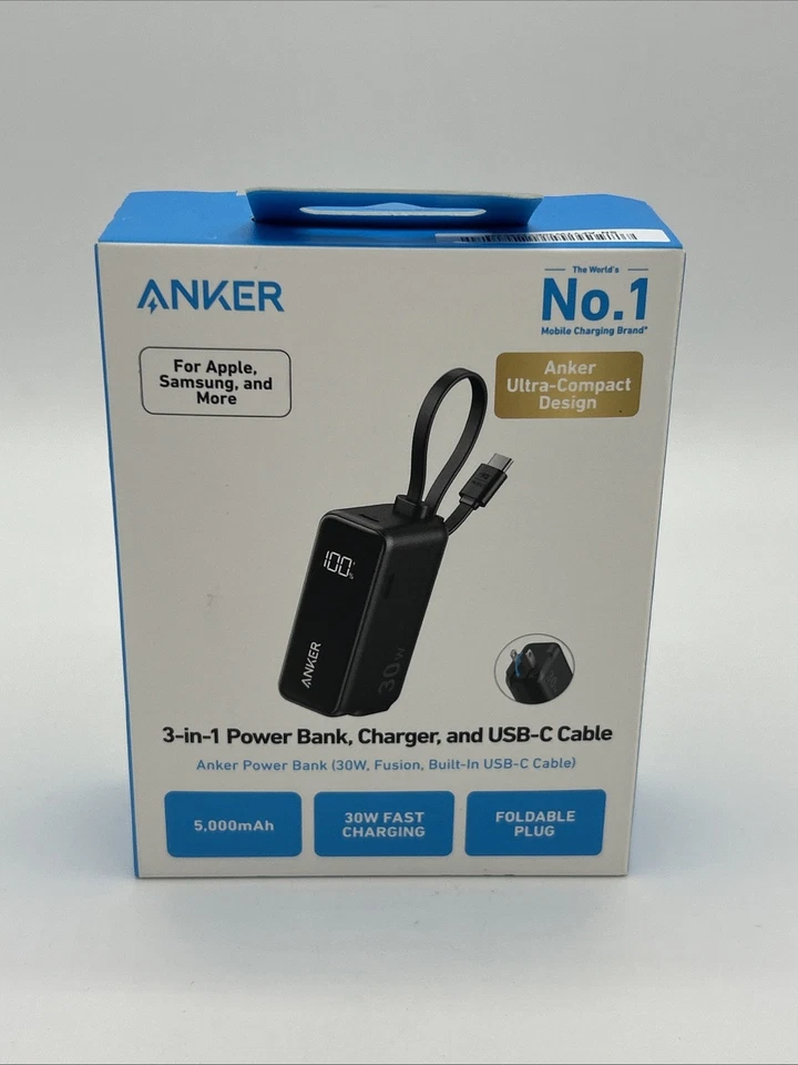 KUULAA 3 in 1 Digital Power Bank with Built in Cable 5000mAh KL-CD71-L White